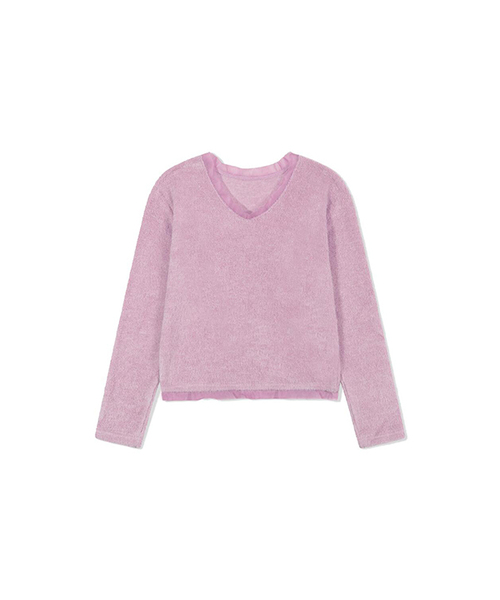 Yuje（ユジェ）の「FLUFFY SILK KNIT (5color)（Tシャツ/カットソー・レディース・スカイブルー/ブラック/アイボリー/ピンクベージュ/PINK・SMALL/MEDIUM）」の5枚目の写真