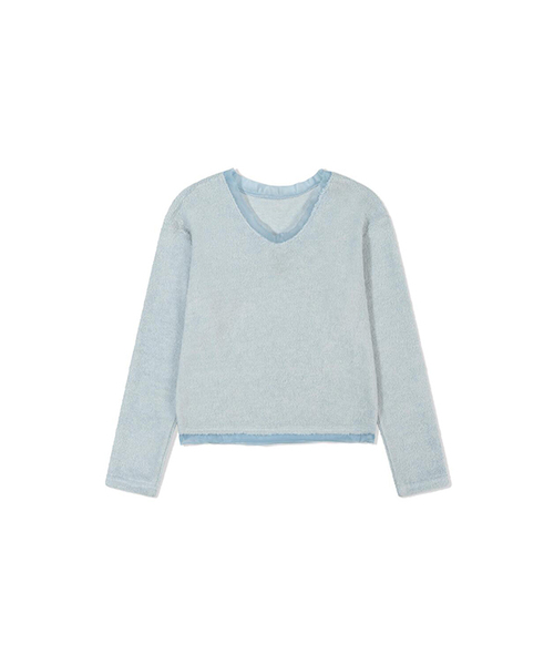 Yuje（ユジェ）の「FLUFFY SILK KNIT (5color)（Tシャツ/カットソー・レディース・スカイブルー/ブラック/アイボリー/ピンクベージュ/PINK・SMALL/MEDIUM）」の3枚目の写真