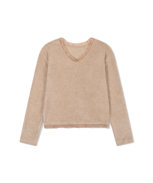 Yuje（ユジェ）の「FLUFFY SILK KNIT (5color)（Tシャツ/カットソー・レディース・スカイブルー/ブラック/アイボリー/ピンクベージュ/PINK・SMALL/MEDIUM）」の14枚目の写真