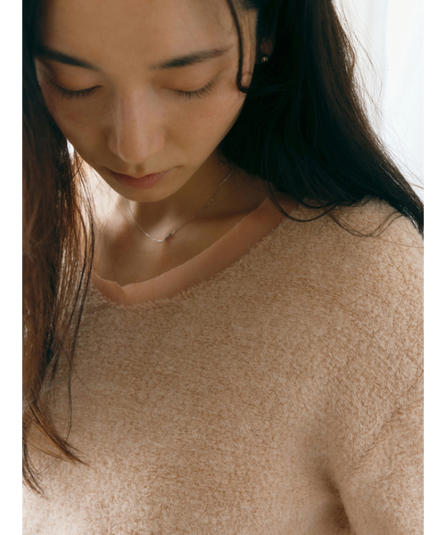 Yuje（ユジェ）の「FLUFFY SILK KNIT (5color)（Tシャツ/カットソー・レディース・スカイブルー/ブラック/アイボリー/ピンクベージュ/PINK・SMALL/MEDIUM）」の15枚目の写真