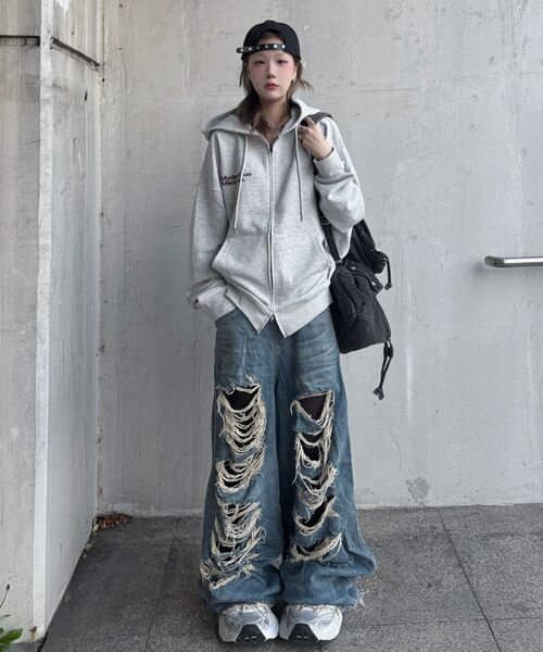 mydeepbluememories（マイディープブルーメモリーズ）の「(zp) MM SYMBOL LOGO 2WAY ZIP-UP (LG)（パーカー・レディース・ライトグレー・FREE/LARGE）」の8枚目の写真