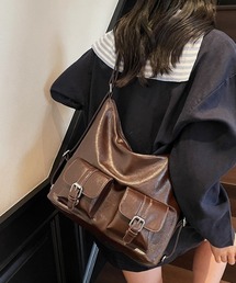 【3WAY】【ペットボトル収納可】ダブルフラップポケット ショルダー リュック トート バッグ