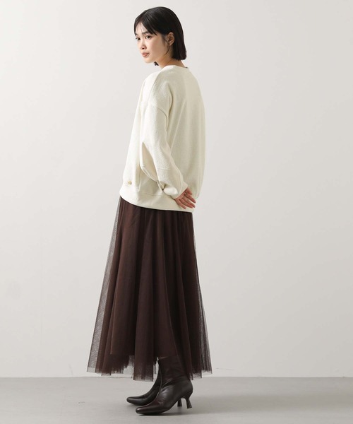 Gready Brilliant（グレディブリリアン）の「起毛ジャガード立体パフクルーネックカットソー（Tシャツ/カットソー・レディース・ネイビー/オフホワイト・38）」の5枚目の写真