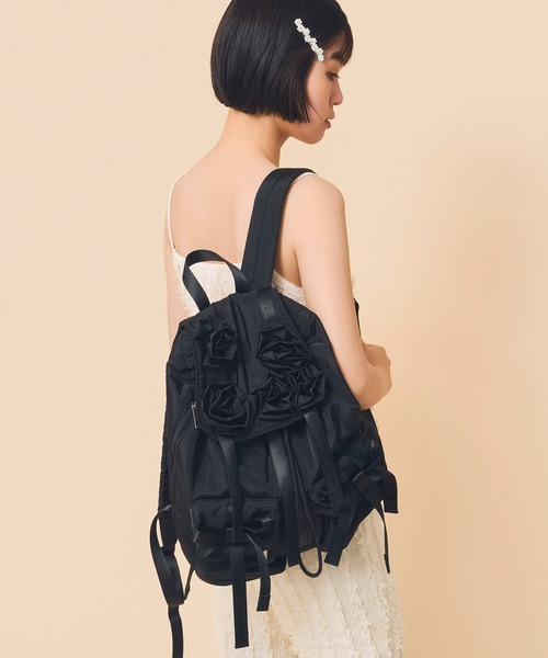 Casselini（キャセリーニ）の「Casselini(キャセリーニ)バラモチーフバックパック（バックパック/リュック・レディース・ブラック/カーキ・FREE）」の5枚目の写真