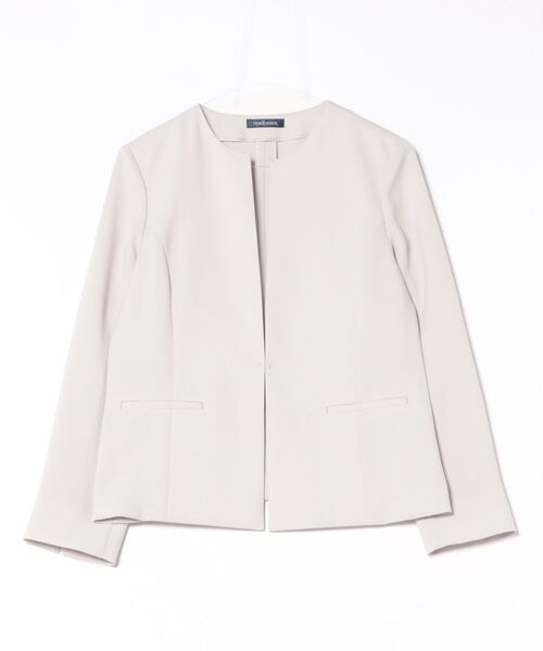 ウォッシャブル】シルキークロス ノーカラ―ジャケット（テーラード