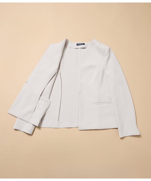 NEWYORKER(ニューヨーカー)の「【ウォッシャブル】シルキークロス ノーカラ―ジャケット(テーラードジャケット・レディース・ベージュ/ネイビー・9号/11号)」の8枚目の写真