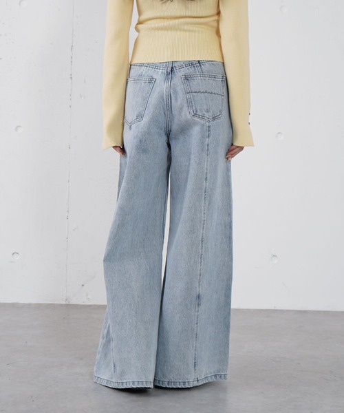 archives（アルシーヴ）の「ロゴ刺繍ワイドデニム（デニムパンツ・レディース・ブルー/ロイヤルブルー/ブラック・MEDIUM/SMALL）」の3枚目の写真