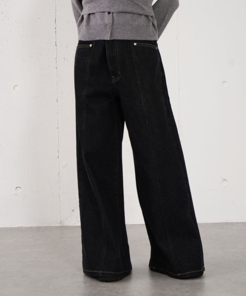 archives（アルシーヴ）の「ロゴ刺繍ワイドデニム（デニムパンツ・レディース・ブルー/ロイヤルブルー/ブラック・MEDIUM/SMALL）」の16枚目の写真