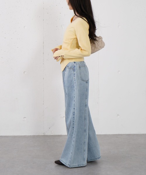 archives（アルシーヴ）の「ロゴ刺繍ワイドデニム（デニムパンツ・レディース・ブルー/ロイヤルブルー/ブラック・MEDIUM/SMALL）」の12枚目の写真