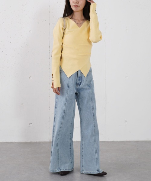 archives（アルシーヴ）の「ロゴ刺繍ワイドデニム（デニムパンツ・レディース・ブルー/ロイヤルブルー/ブラック・MEDIUM/SMALL）」の10枚目の写真