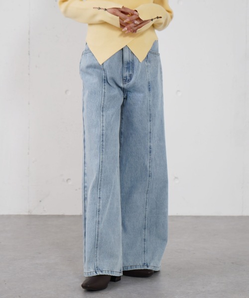 archives（アルシーヴ）の「ロゴ刺繍ワイドデニム（デニムパンツ・レディース・ブルー/ロイヤルブルー/ブラック・MEDIUM/SMALL）」の6枚目の写真