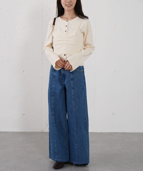 【NEW】アルシーヴ（archives）/ロゴ刺繍ワイドデニム ロゴ刺繍ワイドデニム（デニムパンツ）｜archives（アルシーヴ）の