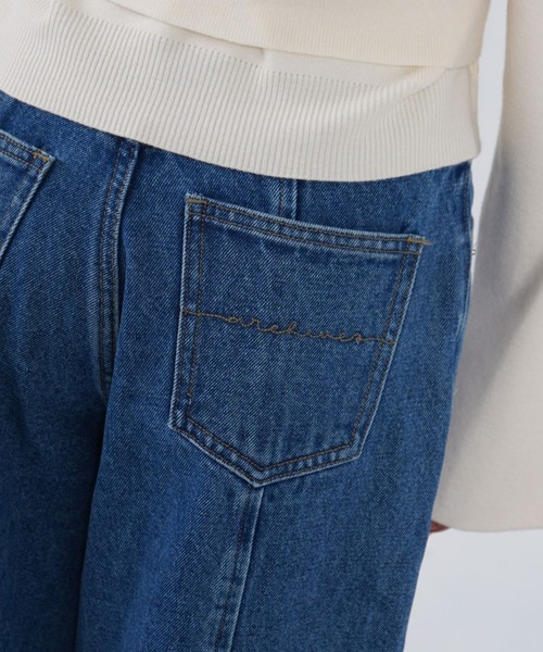 archives（アルシーヴ）の「ロゴ刺繍ワイドデニム（デニムパンツ・レディース・ブルー/ロイヤルブルー/ブラック・MEDIUM/SMALL）」の4枚目の写真