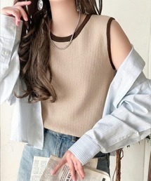 classicalelf（クラシカルエルフ）の「着回し力抜群!ストレッチが効いた前後2Way配色ニットリブタンク（タンクトップ）」