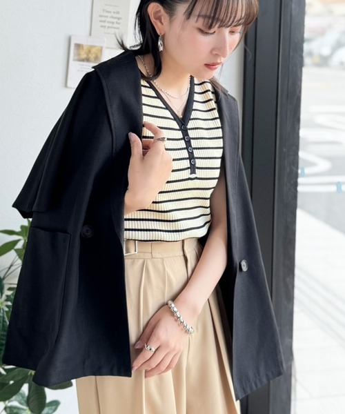 classicalelf(クラシカルエルフ)の「夏はこれ1枚で魅せる。前後2Way 配色ニットリブタンク(タンクトップ・レディース・オフホワイト/チャコール/その他1/ベージュ・X-LARGE/SMALL/MEDIUM/LARGE)」の18枚目の写真