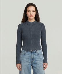 G-STAR | 2 Way Washed Slim Knit/ウォッシュド加工Wジップアップスリムニットセーター(ニット/セーター)