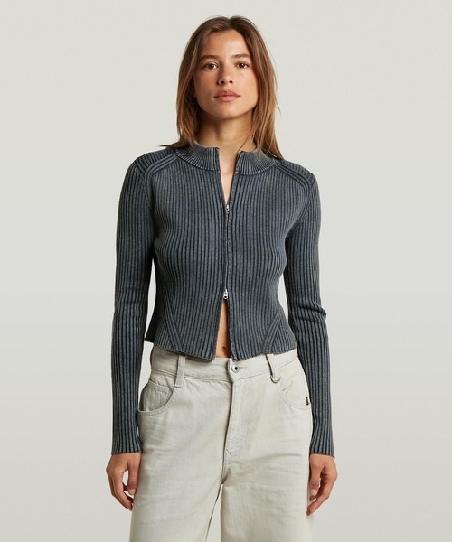 G-STAR（ジースター）の「2 Way Washed Slim Knit/ウォッシュド加工Wジップアップスリムニットセーター（ニット/セーター・レディース・ブルー系その他・X-SMALL/MEDIUM/SMALL）」の5枚目の写真