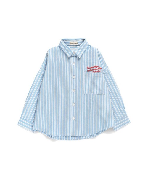 BRANSHES（ブランシェス）の「【おそろい】ストライプ柄ロゴ刺しゅう長袖シャツ（シャツ/ブラウス・キッズ・ピンク/サックスブルー・150/100/130/80/90/140/120/110）」の18枚目の写真
