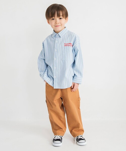 BRANSHES（ブランシェス）の「【おそろい】ストライプ柄ロゴ刺しゅう長袖シャツ（シャツ/ブラウス・キッズ・ピンク/サックスブルー・150/100/130/80/90/140/120/110）」の19枚目の写真