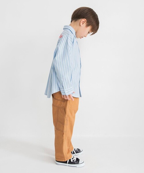 BRANSHES（ブランシェス）の「【おそろい】ストライプ柄ロゴ刺しゅう長袖シャツ（シャツ/ブラウス・キッズ・ピンク/サックスブルー・150/100/130/80/90/140/120/110）」の20枚目の写真