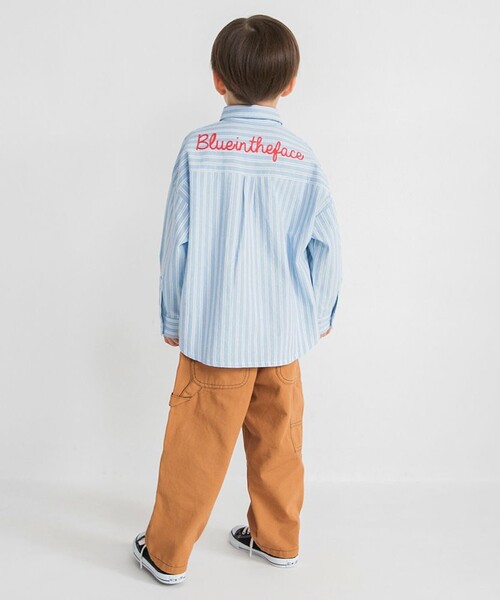 BRANSHES（ブランシェス）の「【おそろい】ストライプ柄ロゴ刺しゅう長袖シャツ（シャツ/ブラウス・キッズ・ピンク/サックスブルー・150/100/130/80/90/140/120/110）」の21枚目の写真