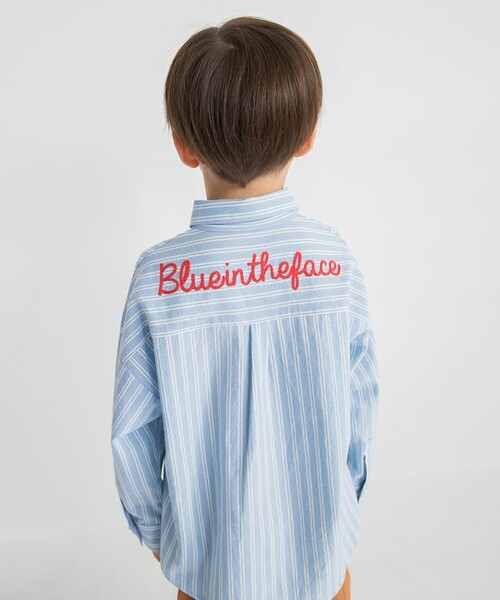 BRANSHES（ブランシェス）の「【おそろい】ストライプ柄ロゴ刺しゅう長袖シャツ（シャツ/ブラウス・キッズ・ピンク/サックスブルー・150/100/130/80/90/140/120/110）」の22枚目の写真