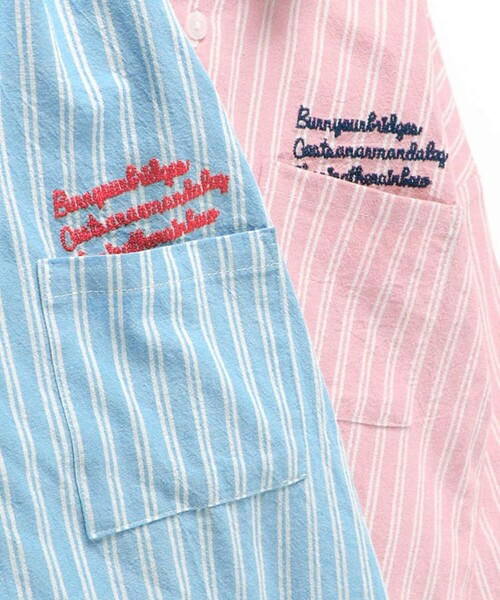 BRANSHES（ブランシェス）の「【おそろい】ストライプ柄ロゴ刺しゅう長袖シャツ（シャツ/ブラウス・キッズ・ピンク/サックスブルー・150/100/130/80/90/140/120/110）」の14枚目の写真