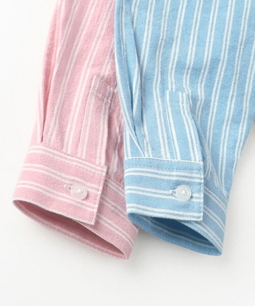 BRANSHES（ブランシェス）の「【おそろい】ストライプ柄ロゴ刺しゅう長袖シャツ（シャツ/ブラウス・キッズ・ピンク/サックスブルー・150/100/130/80/90/140/120/110）」の15枚目の写真