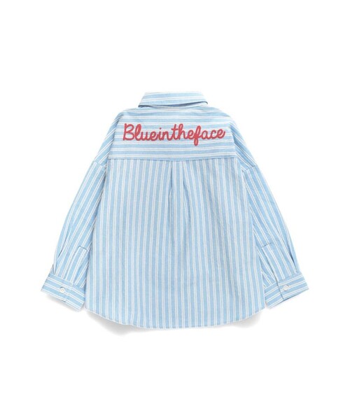 BRANSHES（ブランシェス）の「【おそろい】ストライプ柄ロゴ刺しゅう長袖シャツ（シャツ/ブラウス・キッズ・ピンク/サックスブルー・150/100/130/80/90/140/120/110）」の6枚目の写真