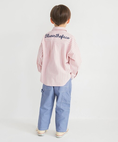 BRANSHES（ブランシェス）の「【おそろい】ストライプ柄ロゴ刺しゅう長袖シャツ（シャツ/ブラウス・キッズ・ピンク/サックスブルー・150/100/130/80/90/140/120/110）」の11枚目の写真