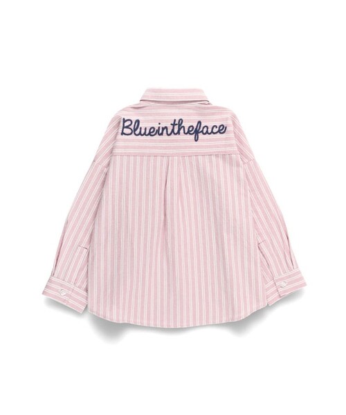 BRANSHES（ブランシェス）の「【おそろい】ストライプ柄ロゴ刺しゅう長袖シャツ（シャツ/ブラウス・キッズ・ピンク/サックスブルー・150/100/130/80/90/140/120/110）」の5枚目の写真