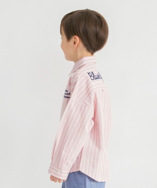 BRANSHES(ブランシェス)の「【おそろい】ストライプ柄ロゴ刺繍長袖シャツ(シャツ/ブラウス・キッズ・ピンク/サックスブルー・150/100/130/80/90/140/120/110)」の15枚目の写真