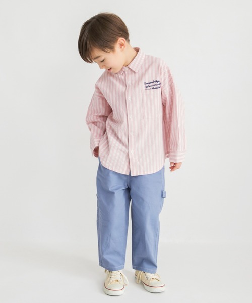 BRANSHES(ブランシェス)の「【おそろい】ストライプ柄ロゴ刺繍長袖シャツ(シャツ/ブラウス・キッズ・ピンク/サックスブルー・150/100/130/80/90/140/120/110)」の17枚目の写真