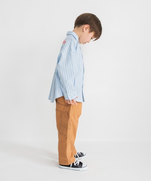 BRANSHES(ブランシェス)の「【おそろい】ストライプ柄ロゴ刺繍長袖シャツ(シャツ/ブラウス・キッズ・ピンク/サックスブルー・150/100/130/80/90/140/120/110)」の11枚目の写真