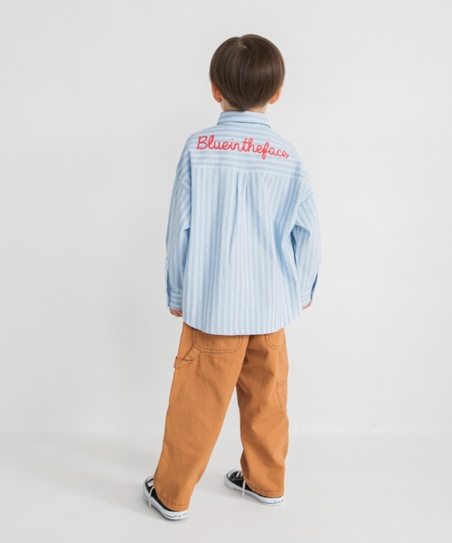 BRANSHES(ブランシェス)の「【おそろい】ストライプ柄ロゴ刺繍長袖シャツ(シャツ/ブラウス・キッズ・ピンク/サックスブルー・150/100/130/80/90/140/120/110)」の10枚目の写真