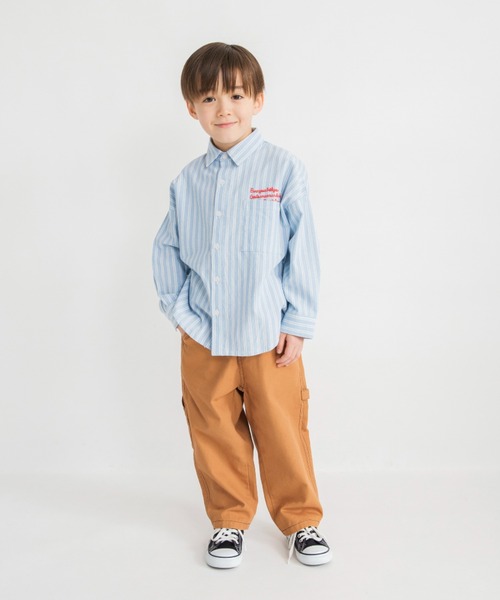 BRANSHES(ブランシェス)の「【おそろい】ストライプ柄ロゴ刺繍長袖シャツ(シャツ/ブラウス・キッズ・ピンク/サックスブルー・150/100/130/80/90/140/120/110)」の12枚目の写真