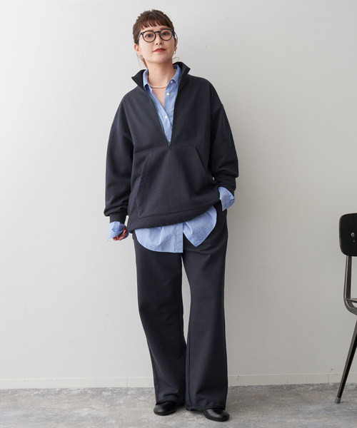 Spick & Span（スピックアンドスパン）の「《追加》裏毛イージーストレートパンツ（スウェットパンツ・レディース・ネイビー/ライトグレー・38/36）」の22枚目の写真