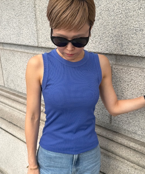 JENNE(ジェンヌ)の「日本製ストレッチリブトップス(Tシャツ/カットソー・レディース・ブルー/ブラック/ホワイト・MEDIUM/LARGE/SMALL)」の3枚目の写真