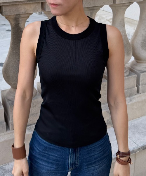 JENNE(ジェンヌ)の「日本製ストレッチリブトップス(Tシャツ/カットソー・レディース・ブルー/ブラック/ホワイト・MEDIUM/LARGE/SMALL)」の5枚目の写真