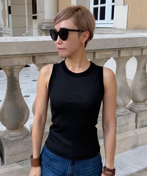 JENNE(ジェンヌ)の「日本製ストレッチリブトップス(Tシャツ/カットソー・レディース・ブルー/ブラック/ホワイト・MEDIUM/LARGE/SMALL)」の13枚目の写真