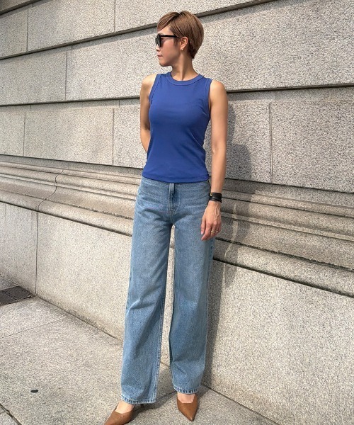 JENNE(ジェンヌ)の「日本製ストレッチリブトップス(Tシャツ/カットソー・レディース・ブルー/ブラック/ホワイト・MEDIUM/LARGE/SMALL)」の14枚目の写真