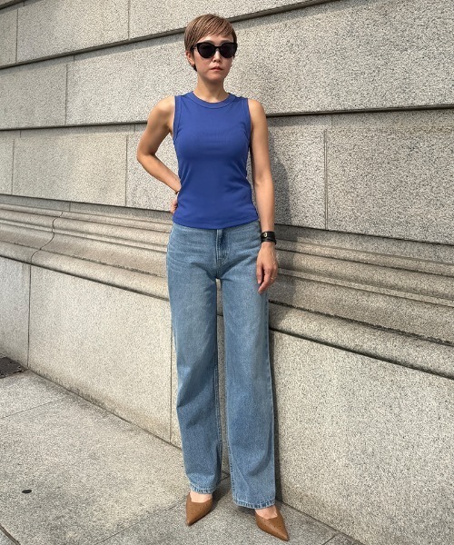JENNE(ジェンヌ)の「日本製ストレッチリブトップス(Tシャツ/カットソー・レディース・ブルー/ブラック/ホワイト・MEDIUM/LARGE/SMALL)」の18枚目の写真