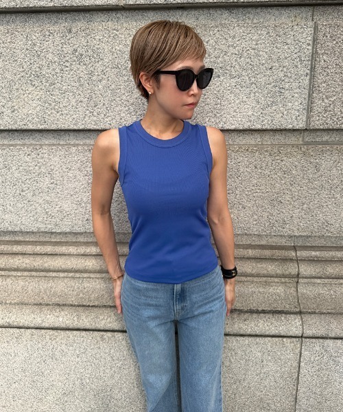 JENNE(ジェンヌ)の「日本製ストレッチリブトップス(Tシャツ/カットソー・レディース・ブルー/ブラック/ホワイト・MEDIUM/LARGE/SMALL)」の19枚目の写真