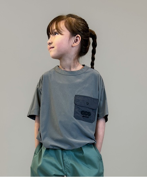 GROOVY COLORS(グルービーカラーズ)の「NEW JERSEY CLOTH Drawstrings Tee(Tシャツ/カットソー・キッズ・グレー・115/125)」の1枚目の写真