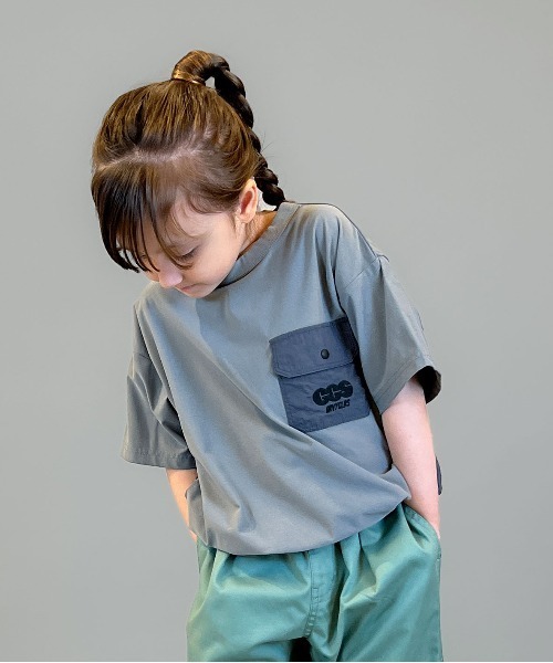 GROOVY COLORS(グルービーカラーズ)の「NEW JERSEY CLOTH Drawstrings Tee(Tシャツ/カットソー・キッズ・グレー・115/125)」の4枚目の写真