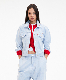 m.m.m（ムー）の「ストライプデニムジャケット_淡い青（デニムジャケット）」