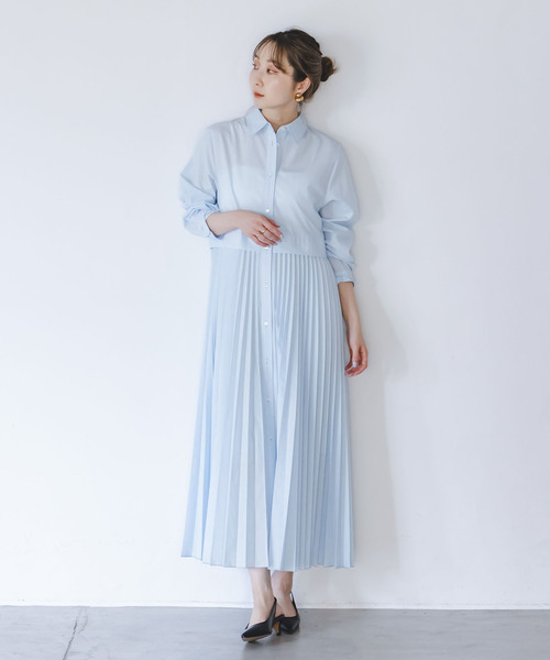 【Noble】プリーツシャツワンピース プリーツシャツワンピース（ワンピース）｜NOBLE（ノーブル）の
