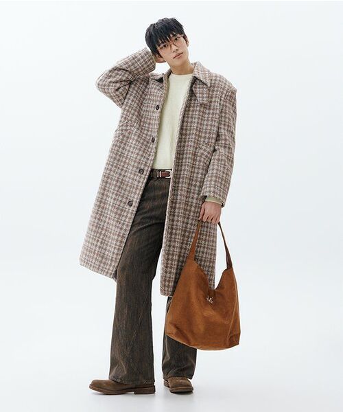 WESLEYHYUSTON(ウェズリーユーストン)の「WYATT CHECK BALMACAAN COAT BEIGE(チェスターコート・メンズ・その他・SMALL/MEDIUM/X-SMALL)」の5枚目の写真