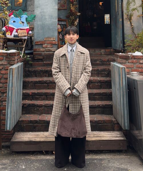 WESLEYHYUSTON(ウェズリーユーストン)の「WYATT CHECK BALMACAAN COAT BEIGE(チェスターコート・メンズ・その他・SMALL/MEDIUM/X-SMALL)」の7枚目の写真