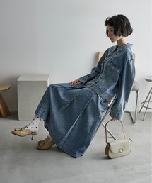 THE YOn（ザヨン）の「ブロックプリーツフレアスカート　デニム/ツイル（スカート）」